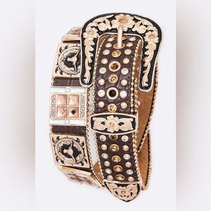 Unisex Genuine Leather Rodeo Concho Western Statement Belt